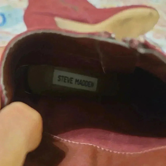 steve madden Critic Maroon Suede Ankle Boots Block Heel Women's Size 10M - Picture 7 of 8
